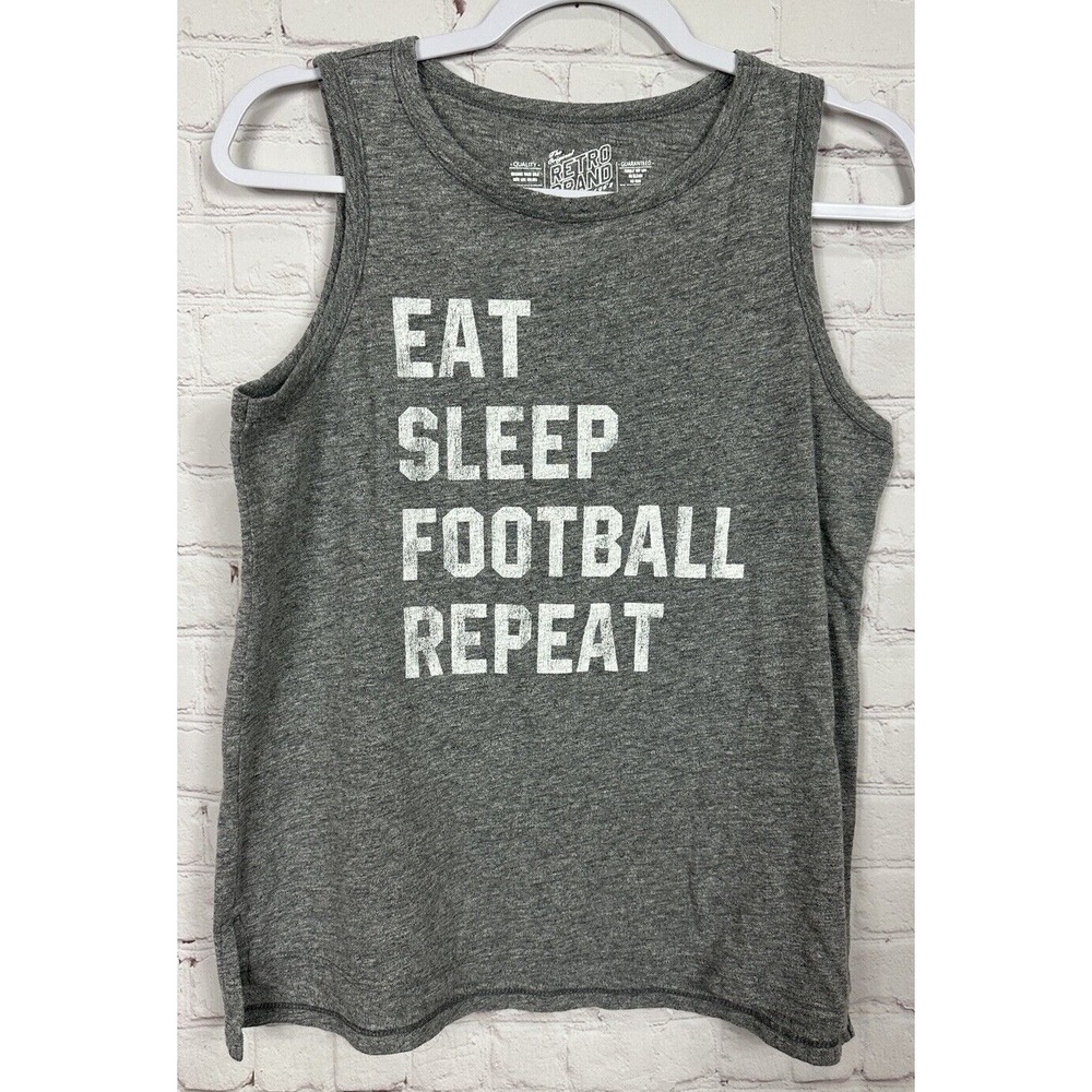 Retro Brand womens gray sleeveless tank top sz M "Eat Sleep Football" GUC